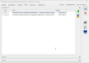 Kody GTU rejestr VAT COMARCH OPTIMA nowy plik JPK